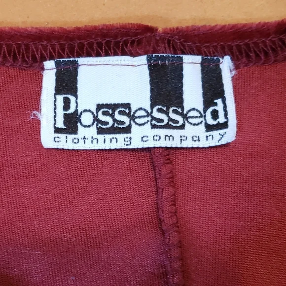 VTG 90s Wine red velvet Tank Dress Maxi with embossed Rose pattern - Picture 5 of 9